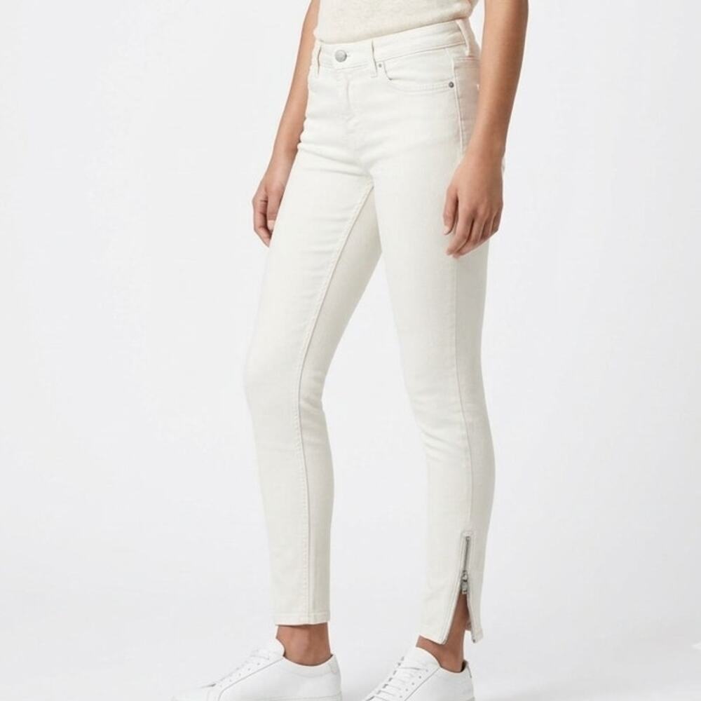 AllSaints Rail Side Zip Skinny Jeans Women's 26 White Stretch Denim 5-Pocket